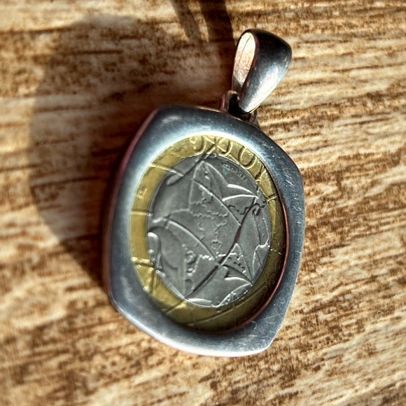 Milor Vintage Sterling Silver Republica Italiana Coin Pendant 15.7 Grams Silver - Picture 7 of 9